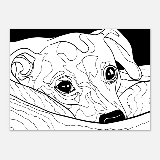 Custom Line Art Pet Portrait Print on White Background
