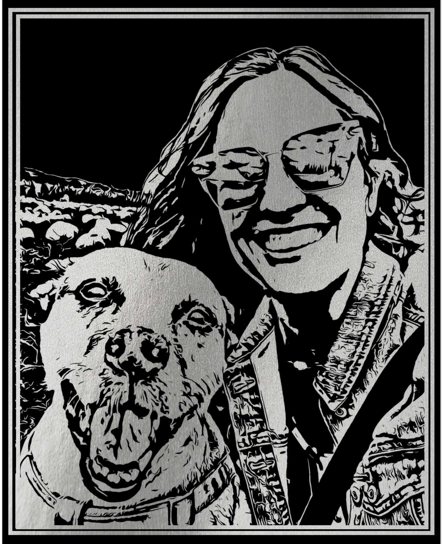 Custom Foil Pet Portrait Print on White or Black Paper
