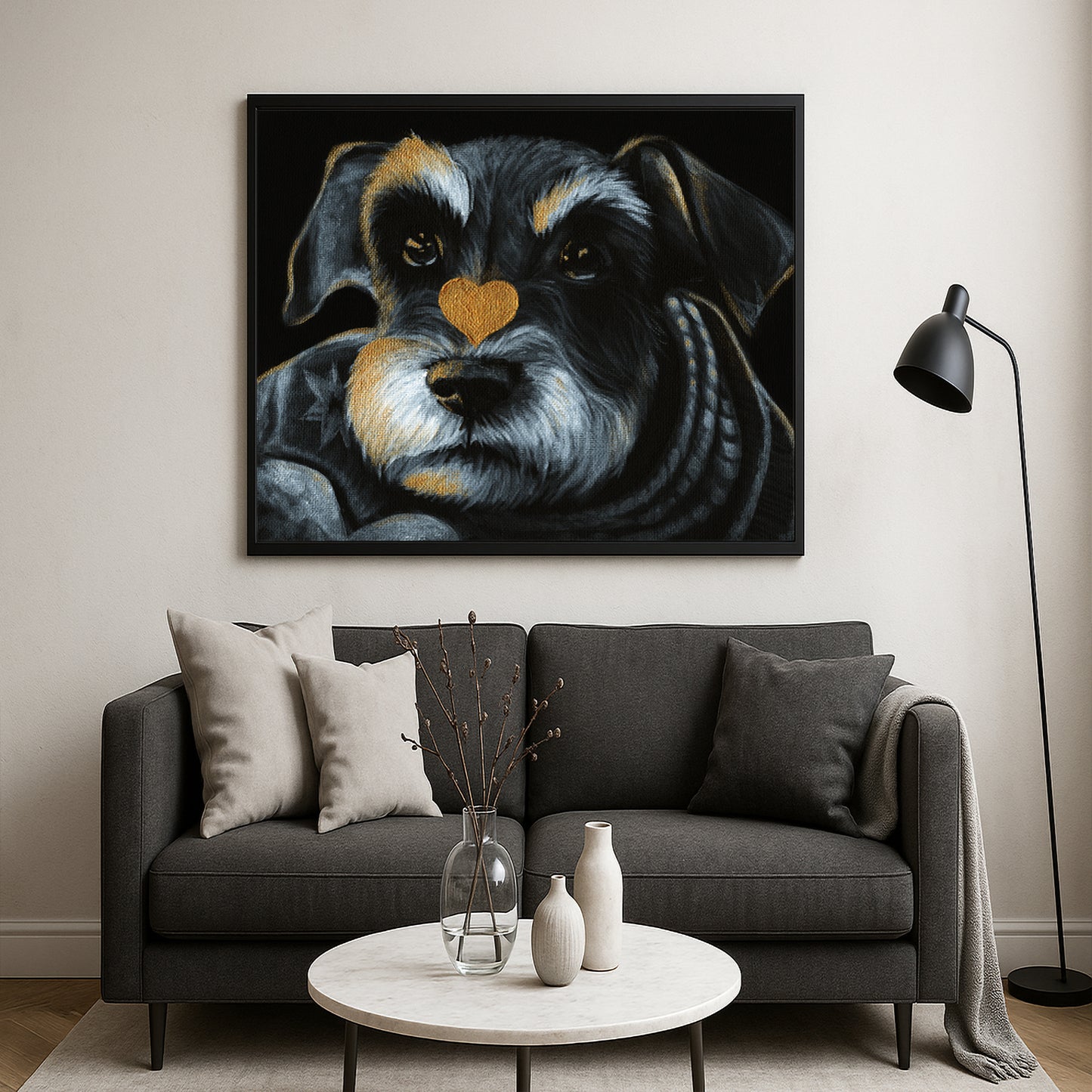 Custom Acrylic Pet Portrait On Black Canvas