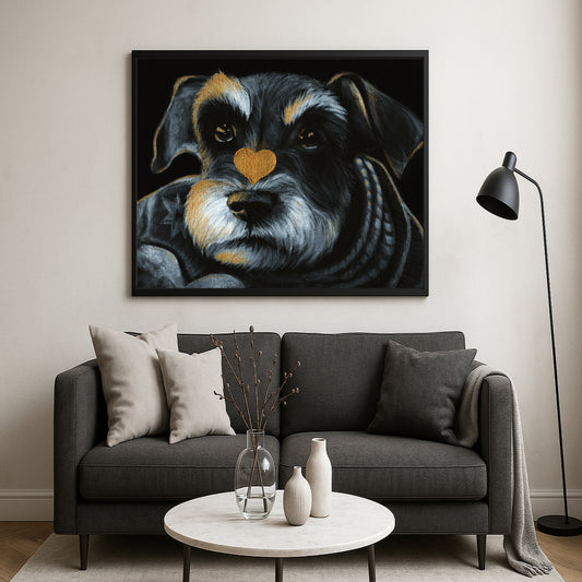 Custom Acrylic Pet Portrait On Black Canvas