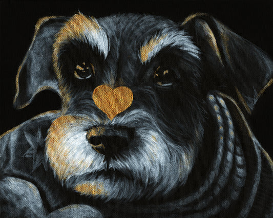 Custom Acrylic Pet Portrait On Black Canvas