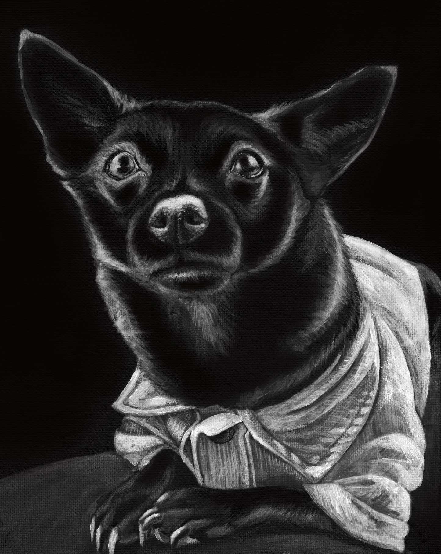 Custom Acrylic Pet Portrait On Black Canvas