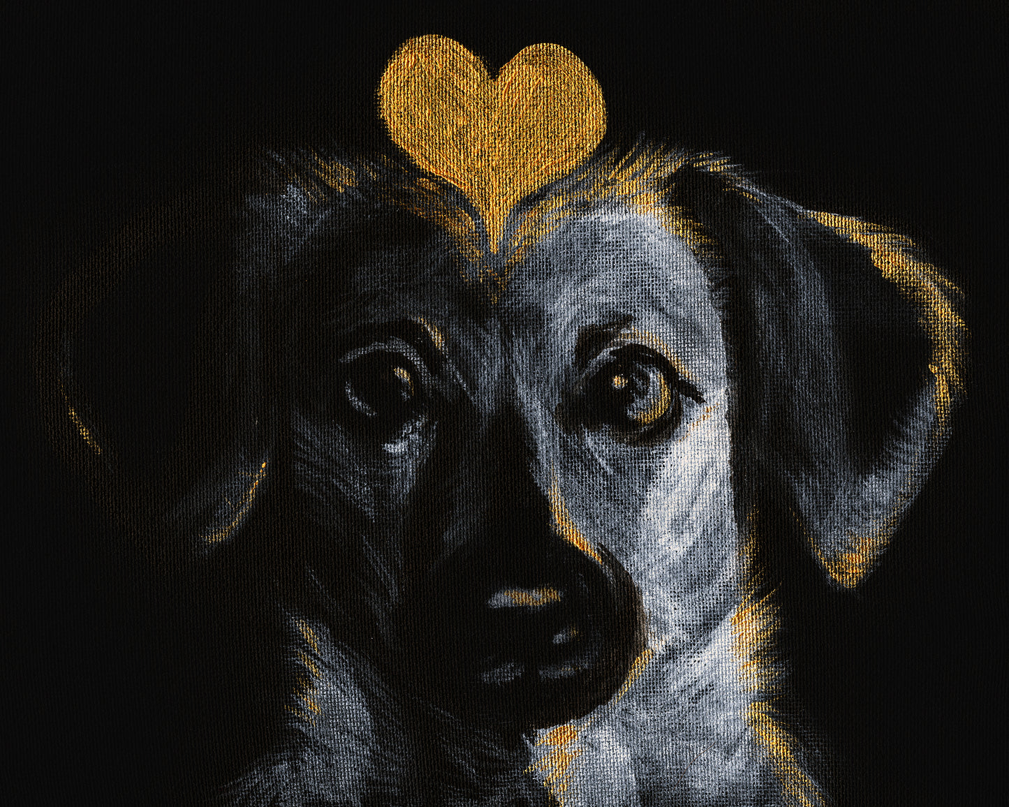 Custom Acrylic Pet Portrait On Black Canvas