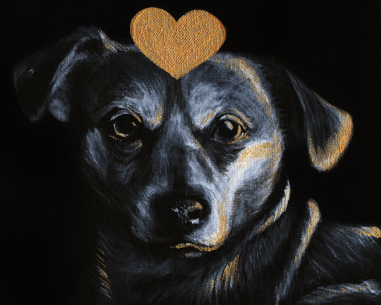 Custom Acrylic Pet Portrait On Black Canvas