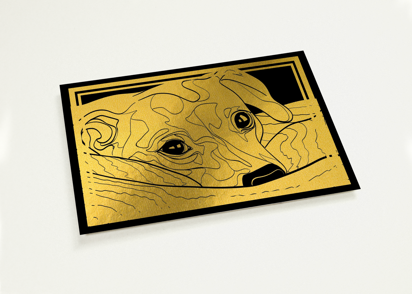 Custom Line Art Pet Portrait Print on Black Background