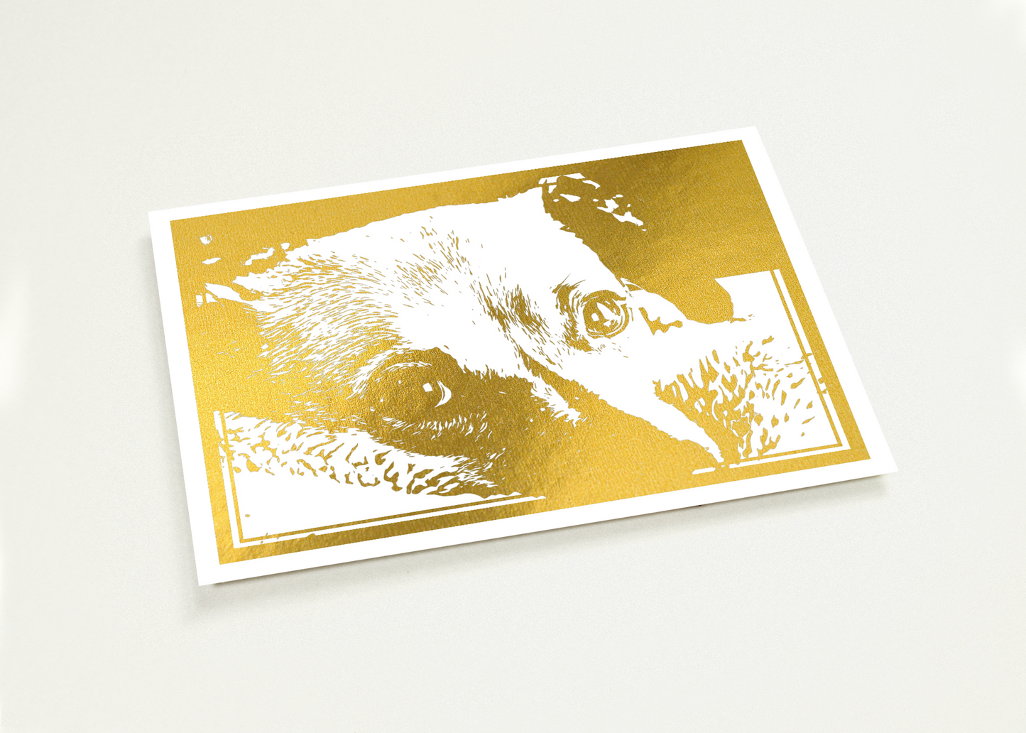 Custom Foil Pet Portrait Print on White or Black Paper