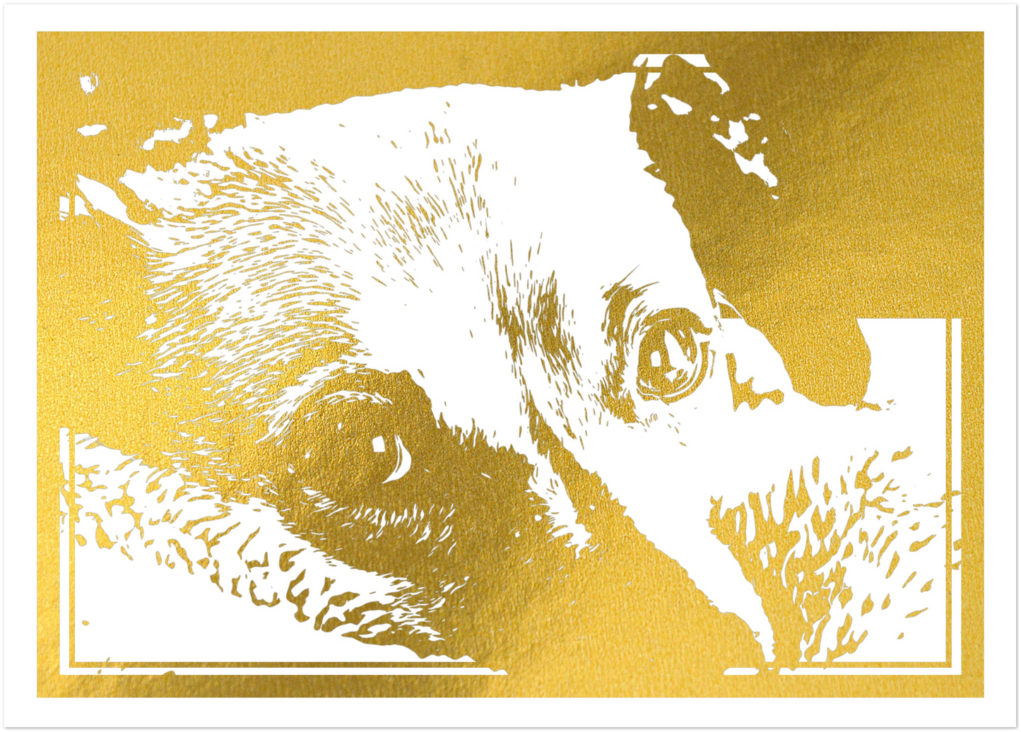 Custom Foil Pet Portrait Print on White or Black Paper