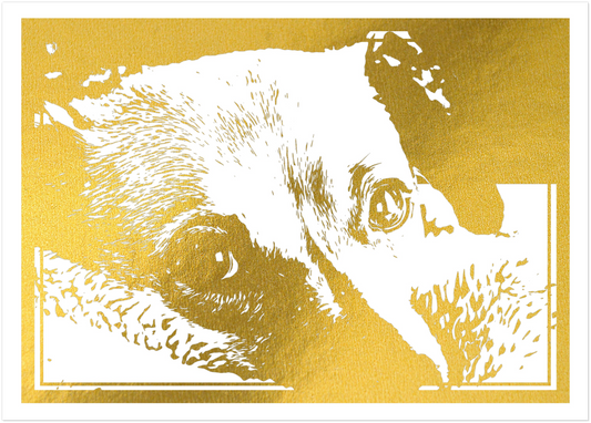 Custom Foil Pet Portrait Print on White or Black Paper