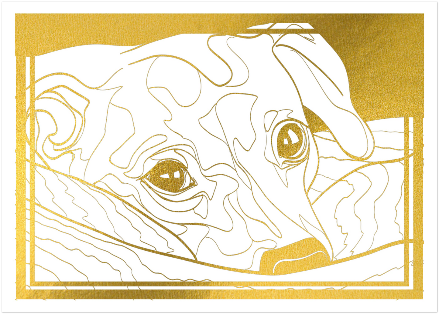 Custom Line Art Pet Portrait Print on White Background